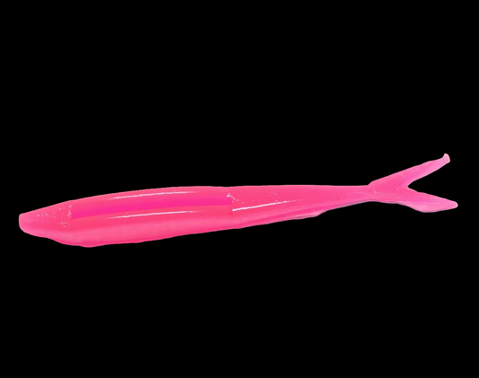 Custom Hot pink UV flukes 4.5 inch